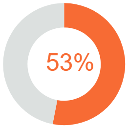 53% doughnut chart